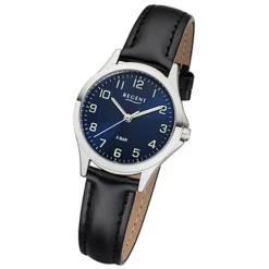 Regent Damen Armbanduhr Analog 2112417 Quarz-Uhr Leder schwarz UR2112417