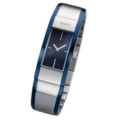 Regent Damen Armbanduhr Analog GM-2102 Quarz-Uhr Metallband blau silber URGM2102