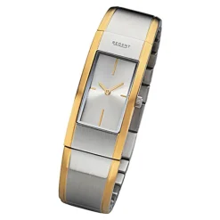 Regent Damen Armbanduhr Analog GM-2103 Quarz-Uhr Metallband gold silber URGM2103