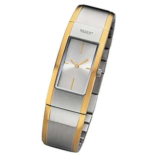 Regent Damen Armbanduhr Analog GM-2103 Quarz-Uhr Metallband gold silber URGM2103