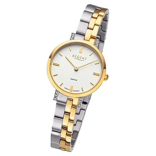 Regent Damen Armbanduhr Analog GM-2121 Quarz-Uhr Metallband bicolor URGM2121