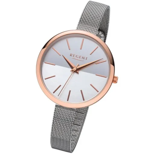 Regent Damen Armbanduhr Analog F-1170 Quarz-Uhr Metall silber URF1170