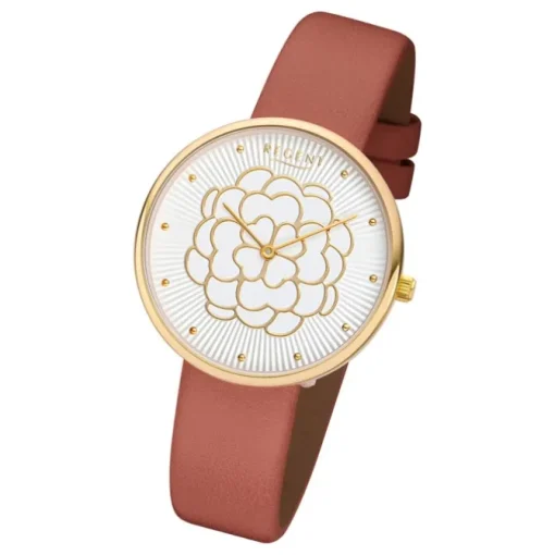 Regent Damen Armbanduhr Analog BA-605 Quarz-Uhr Leder braun URBA605