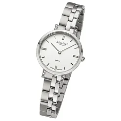 Regent Damen Armbanduhr Analog GM-2120 Quarz-Uhr Metallband silber URGM2120