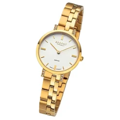 Regent Damen Armbanduhr Analog GM-2122 Quarz-Uhr Metallband gold URGM2122
