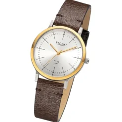 Regent Damen Armbanduhr Analog Lederarmband braun URBA695
