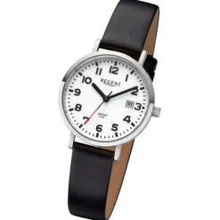 Regent Damen Armbanduhr Analog Lederarmband schwarz URBA790
