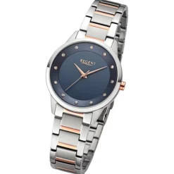 Regent Damen Armbanduhr Analog Metallarmband silber rosegold UR2212809