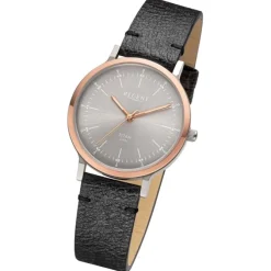 Regent Damen Armbanduhr Analog Lederarmband schwarz URBA696