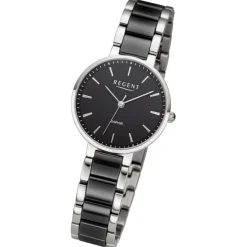 Regent Damen Armbanduhr Analog Keramikarmband silber schwarz URF1462