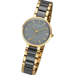 Regent Damen Armbanduhr Analog Keramikarmband gold schwarz URF1465