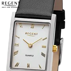 Regent Damen Armbanduhr Analog Lederarmband schwarz URF1301