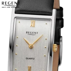 Regent Damen Armbanduhr Analog Lederarmband schwarz URF1508