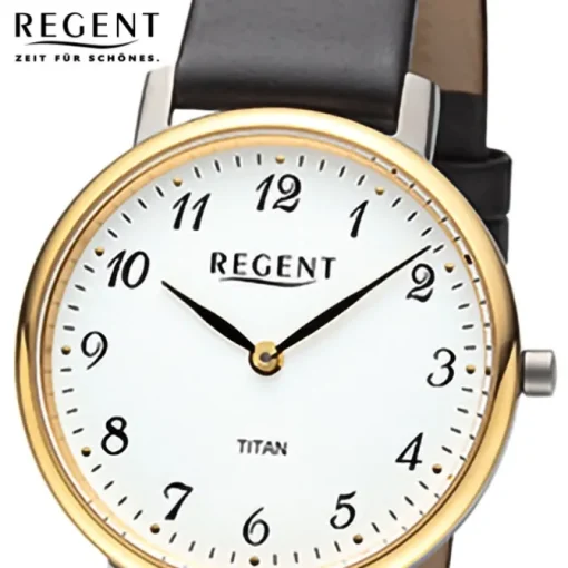 Regent Damen Armbanduhr Analog Lederarmband schwarz URF1558