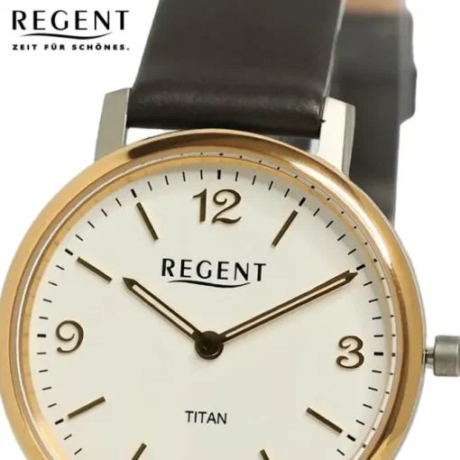 Regent Damen Armbanduhr Analog Lederarmband schwarz UR2094049