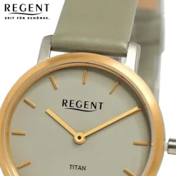 Regent Damen Armbanduhr Analog Lederarmband olive UR2094059