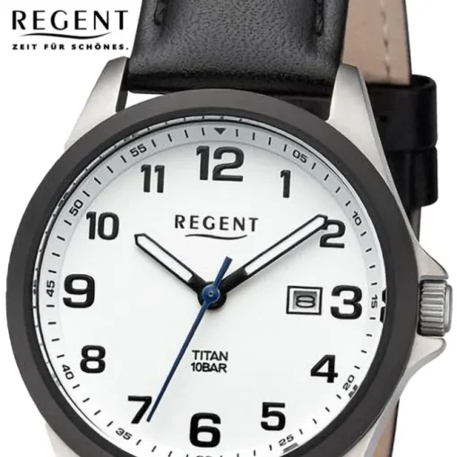 Regent Damen Armbanduhr Analog Lederarmband schwarz URBA781