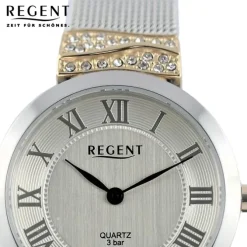 Regent Damen Armbanduhr Analog Metallarmband silber gold UR2214009