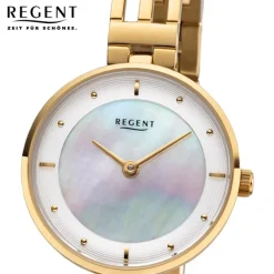 Regent Damen Armbanduhr Analog F-1149 Quarz-Uhr Metall gold URF1149
