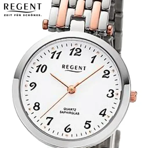 Regent Damen Armbanduhr Analog Metallarmband silber rosegold URF1324