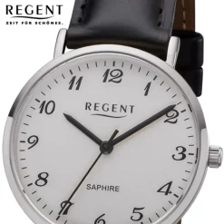 Regent Damen Armbanduhr Analog F-1217 Quarz-Uhr Leder schwarz URF1217