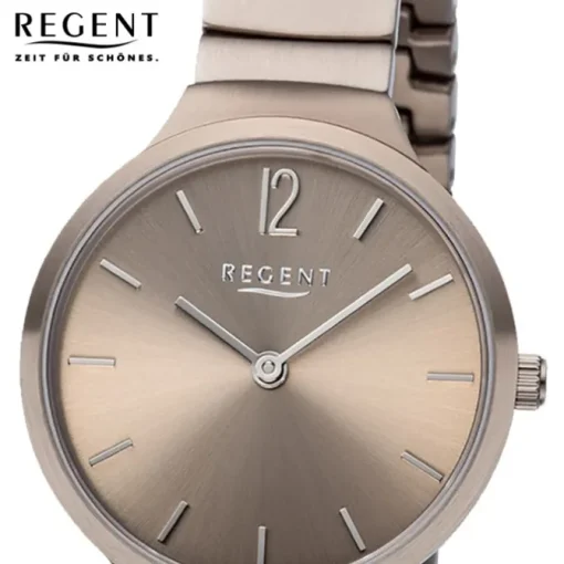 Regent Damen Armbanduhr Analog BA-555 Quarz-Uhr Edelstahl khaki URBA555