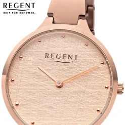 Regent Damen Armbanduhr Analog BA-561 Quarz-Uhr Edelstahl rosa URBA561