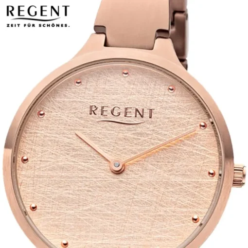 Regent Damen Armbanduhr Analog BA-561 Quarz-Uhr Edelstahl rosa URBA561