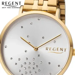 Regent Damen Armbanduhr Analog BA-596 Quarz-Uhr Edelstahl gold URBA596