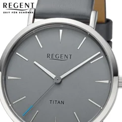 Regent Damen Armbanduhr Analog Lederarmband dunkelgrau UR2094100