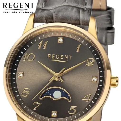Regent Damen Armbanduhr Analog Lederarmband braun UR2102553