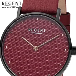 Regent Damen Armbanduhr Analog Lederarmband bordeaux rot UR2152577