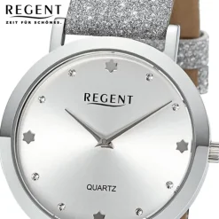 Regent Damen Armbanduhr Analog Lederarmband silber UR2154071
