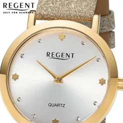 Regent Damen Armbanduhr Analog Lederarmband gold UR2154074
