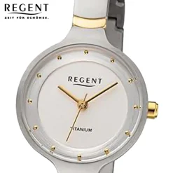 Regent Damen Armbanduhr Analog Metallarmband silber gold URF1337
