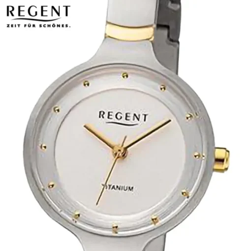 Regent Damen Armbanduhr Analog Metallarmband silber gold URF1337