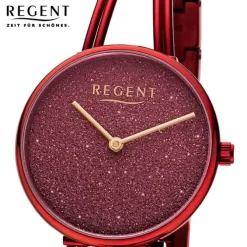 Regent Damen Armbanduhr Analog Metallarmband rot URBA683