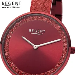 Regent Damen Armbanduhr Analog Metallarmband rot URBA688