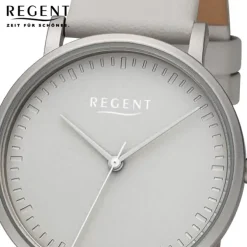 Regent Damen Armbanduhr Analog Lederarmband hellgrau URBA802