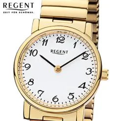 Regent Damen Armbanduhr Analog Edelstahlarmband gold URF1243