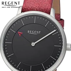 Regent Damen Armbanduhr Analog Lederarmband rot URF1245
