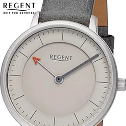 Regent Damen Armbanduhr Analog Lederarmband dunkelgrau URF1246