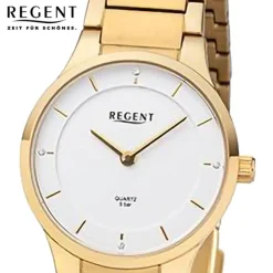 Regent Damen Armbanduhr Analog Metallarmband gold URF1312