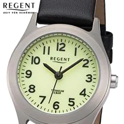 Regent Damen Armbanduhr Analog Lederarmband schwarz URF1313