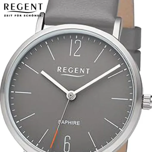 Regent Damen Armbanduhr Analog Lederarmband grau URF1319