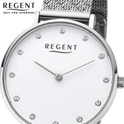Regent Damen Armbanduhr Analog Metallarmband silber URF1328