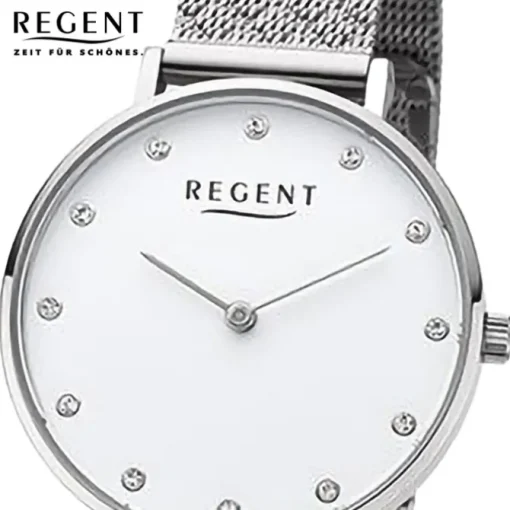 Regent Damen Armbanduhr Analog Metallarmband silber URF1328