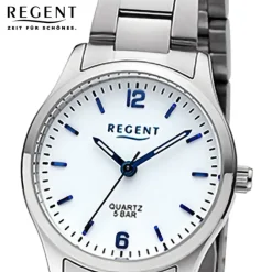 Regent Damen Armbanduhr Analog Metallarmband silber URF1419