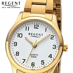 Regent Damen Armbanduhr Analog Metallarmband gold URF1421
