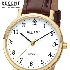 Regent Damen Armbanduhr Analog Lederarmband braun URF1428